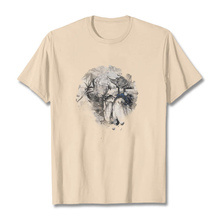 Camiseta con diseño de pabellón de montaña de bambú chino con Buddha Stones - Sopa de mariscos - 2XL - image 6
