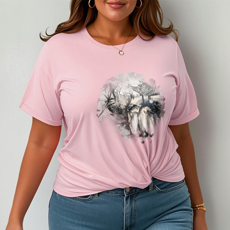 Camiseta con diseño de pabellón de montaña de bambú chino con Buddha Stones - image 14