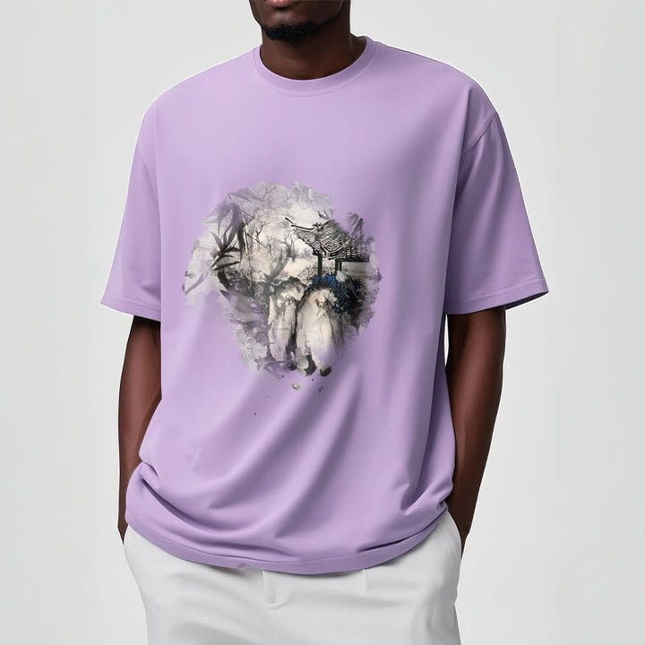 Camiseta con diseño de pabellón de montaña de bambú chino con Buddha Stones - image 19