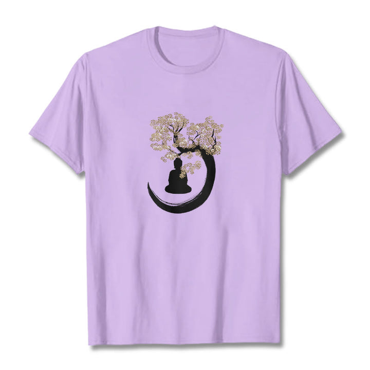 Camiseta de algodón con Buddha Stones y Buda sentado bajo el árbol - Ciruela - 2XL - image 6