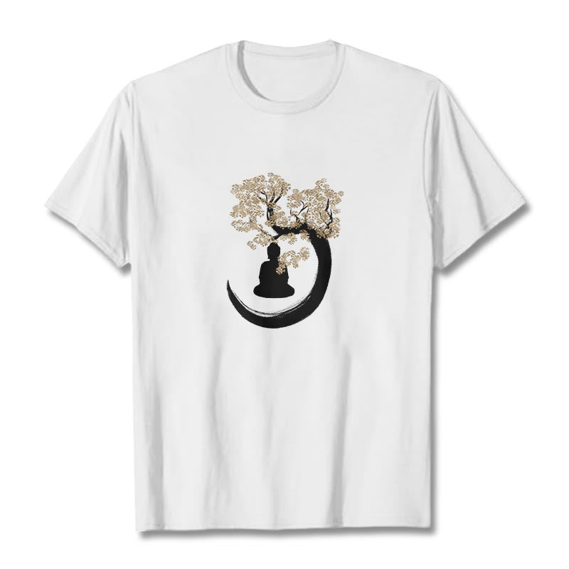 Camiseta de algodón con Buddha Stones y Buda sentado bajo el árbol - Blanco - 2XL - image 11