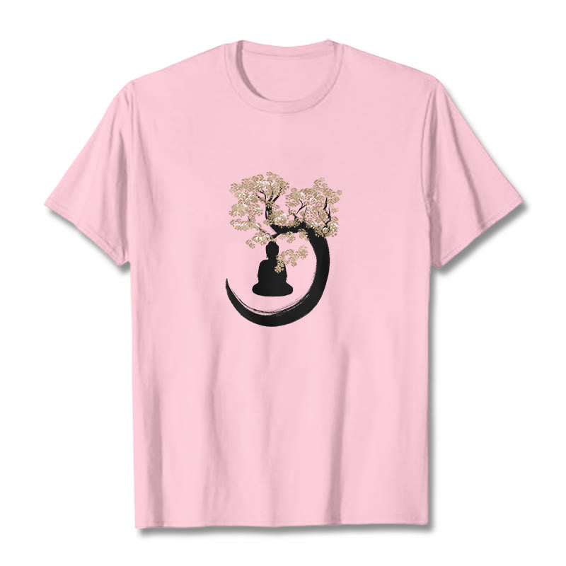 Camiseta de algodón con Buddha Stones y Buda sentado bajo el árbol - rosa claro - 2XL - image 18