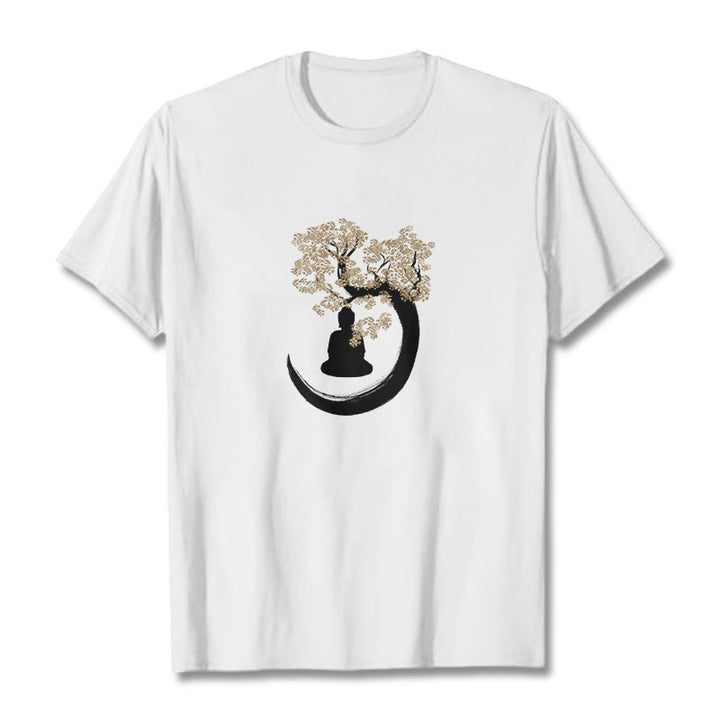 Camiseta de algodón con Buddha Stones y Buda sentado bajo el árbol - Blanco - 2XL - image 12