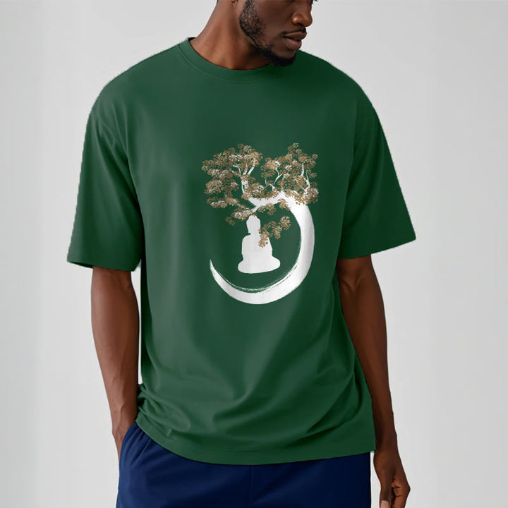 Camiseta de algodón con Buddha Stones y Buda sentado bajo el árbol - image 1