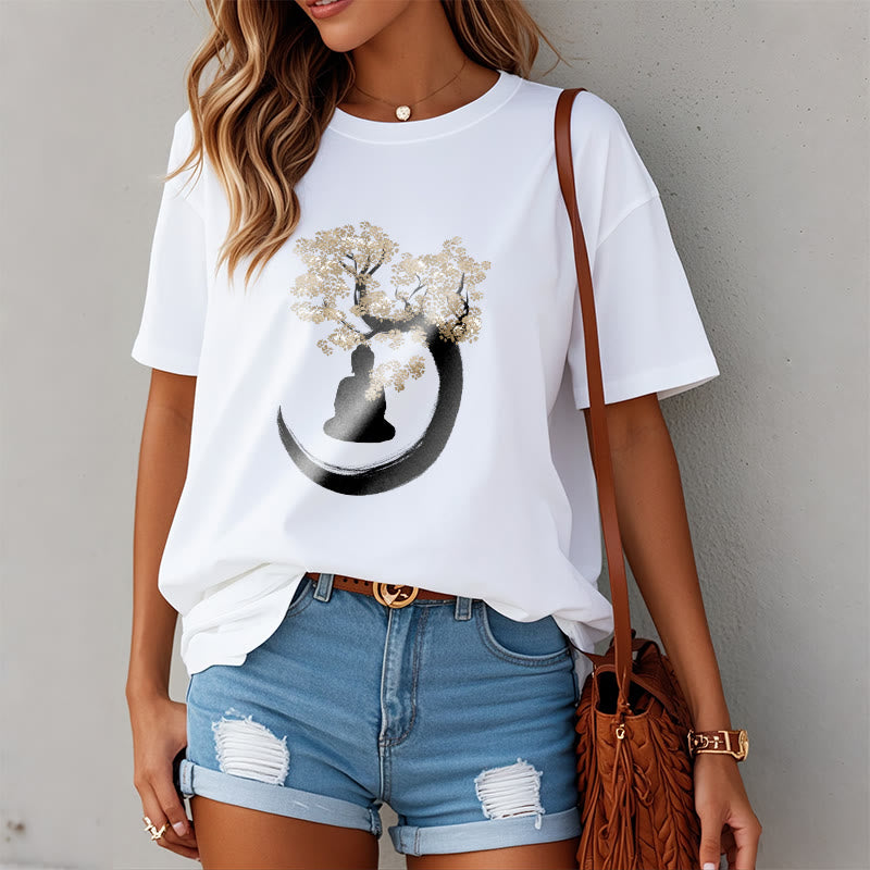 Camiseta de algodón con Buddha Stones y Buda sentado bajo el árbol - image 13