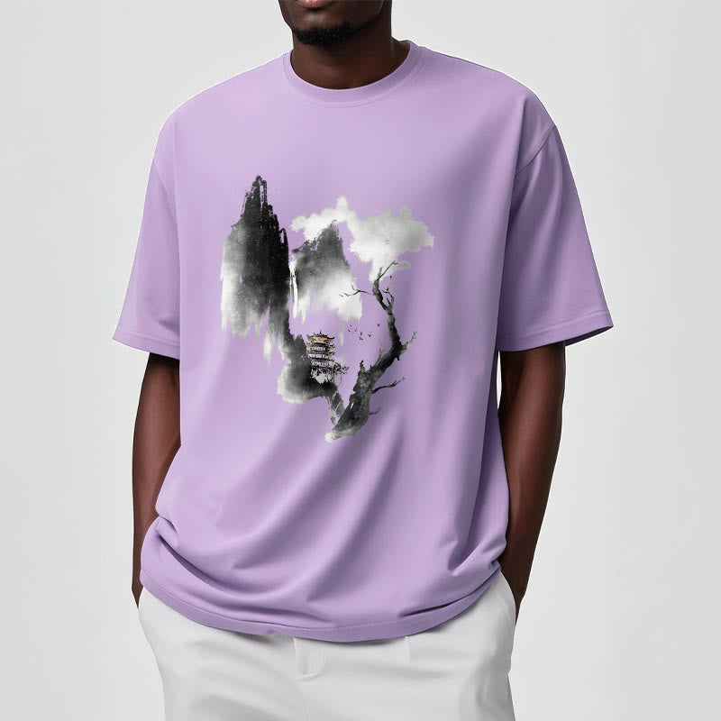 Camiseta con estampado de Buddha Stones Pavilion Tree Geese Around The Mountains - image 18