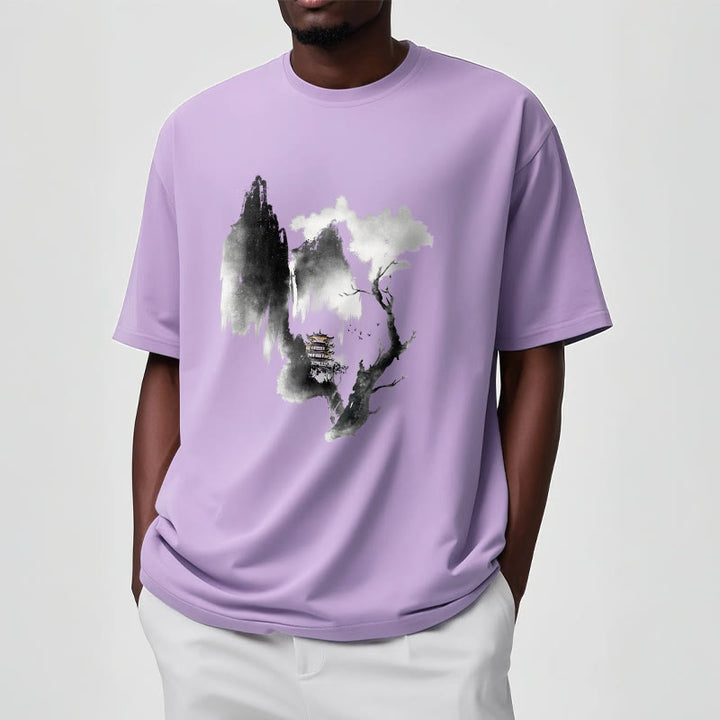 Camiseta con estampado de Buddha Stones Pavilion Tree Geese Around The Mountains - image 18