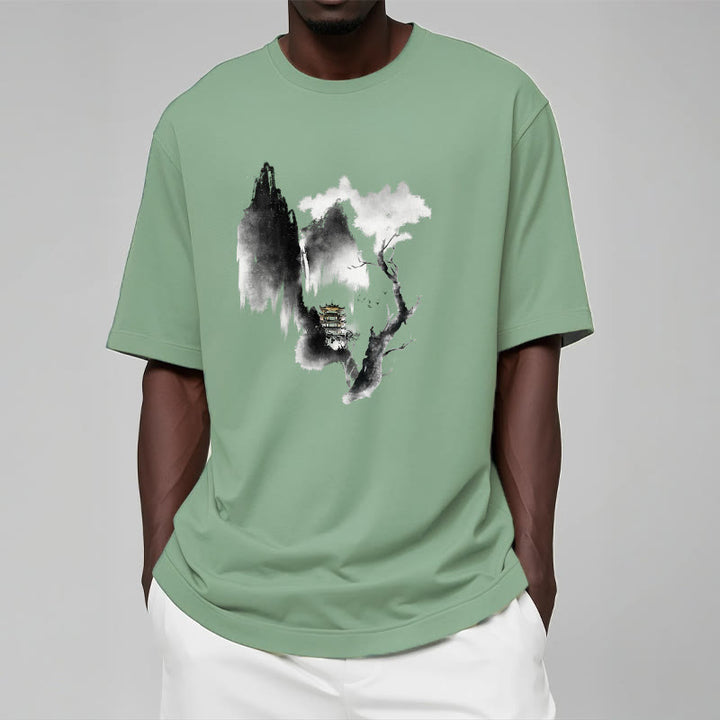 Camiseta con estampado de Buddha Stones Pavilion Tree Geese Around The Mountains - image 16