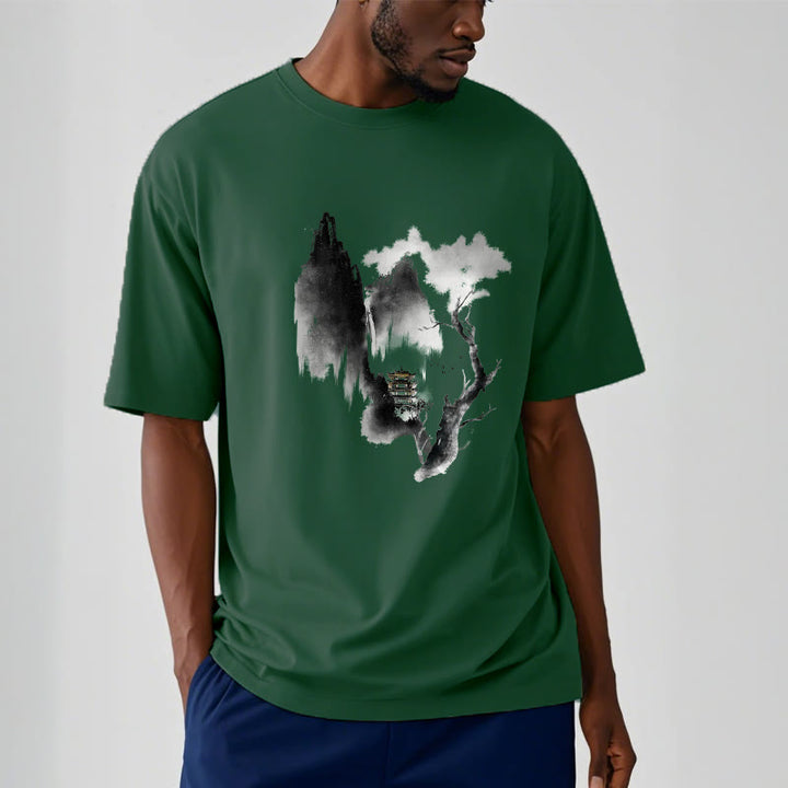 Camiseta con estampado de Buddha Stones Pavilion Tree Geese Around The Mountains - image 12