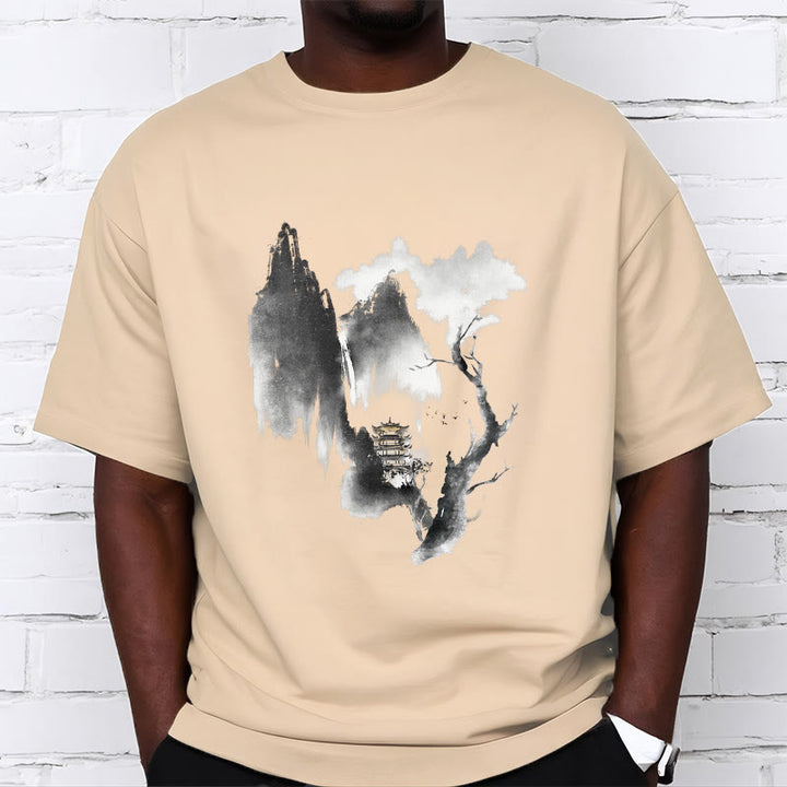 Camiseta con estampado de Buddha Stones Pavilion Tree Geese Around The Mountains - image 11