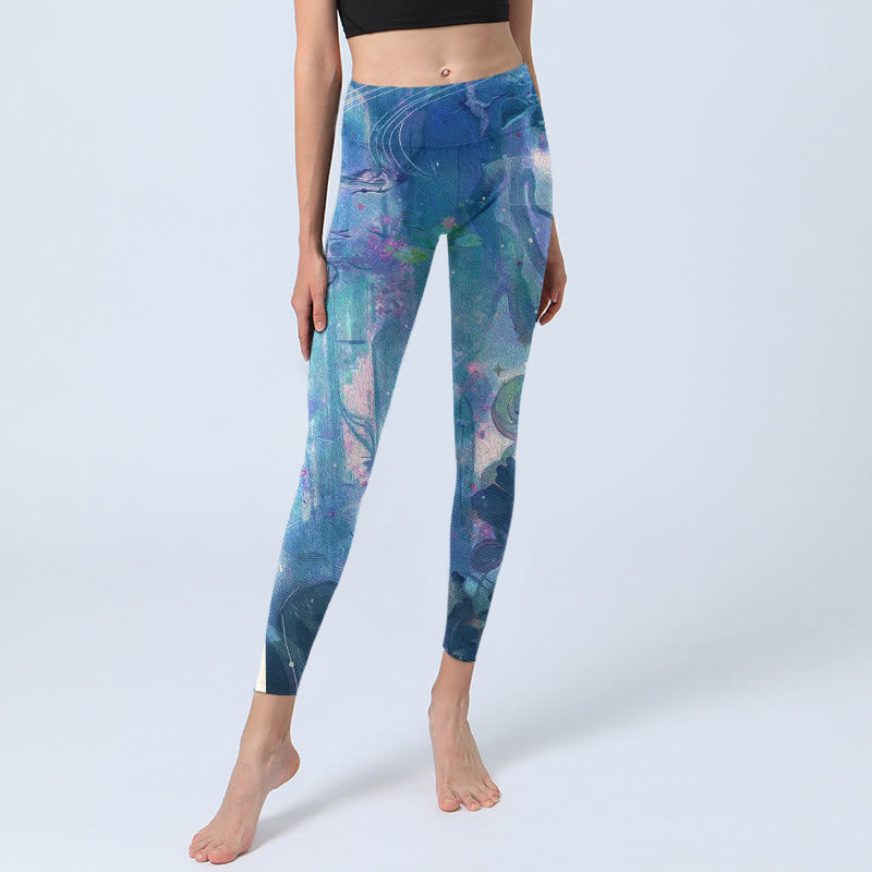 Leggings de gimnasio con Buddha Stones, flores de loto, hojas y pájaros, pantalones de yoga para mujer - image 5