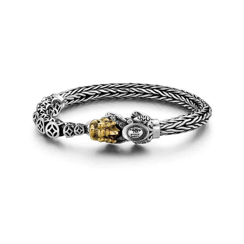 Pulsera de plata de ley 925 con lingotes de monedas de cobre PiXiu y Buddha Stones