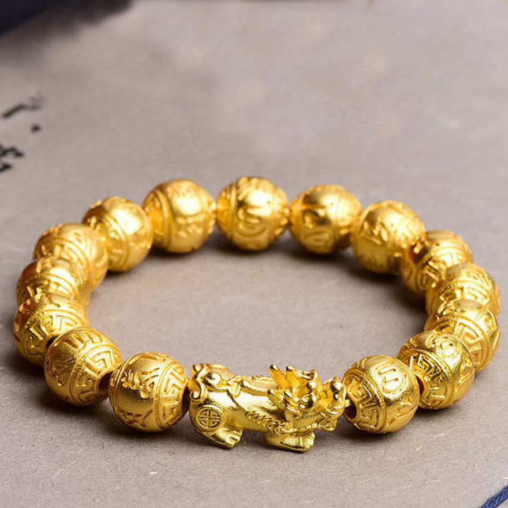 Pulsera de riqueza tallada con Om Mani Padme Hum y Buddha Stones PiXiu