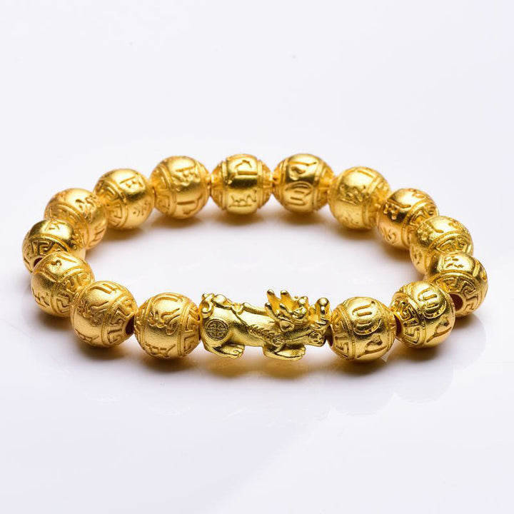 Pulsera de riqueza tallada con Om Mani Padme Hum y Buddha Stones PiXiu