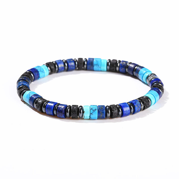 Pulsera de soporte con Buddha Stones, hematita, turquesa, lazurita, lapislázuli, roca de lava, piedra negra brillante - image 1