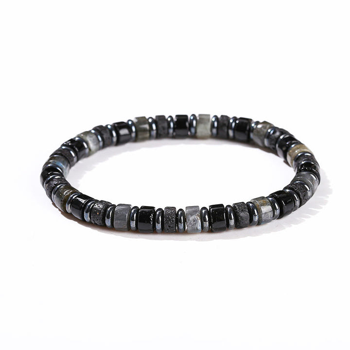 Pulsera de soporte con Buddha Stones, hematita, turquesa, lazurita, lapislázuli, roca de lava, piedra negra brillante - image 14