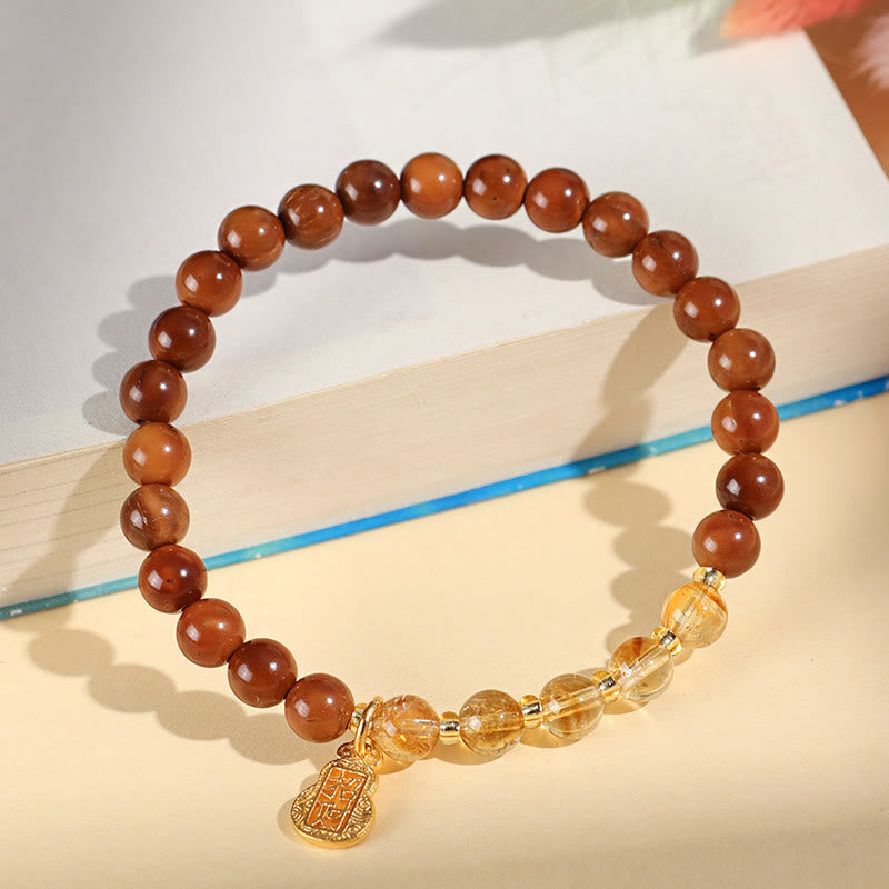 Pulsera de cuarzo rutilado con citrino fantasma verde y Buddha Stones, cristal Super Seven que atrae la confianza y la riqueza