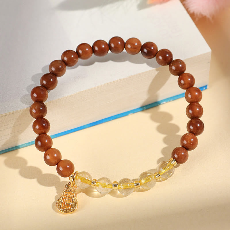 Pulsera de cuarzo rutilado con citrino fantasma verde y Buddha Stones, cristal Super Seven que atrae la confianza y la riqueza
