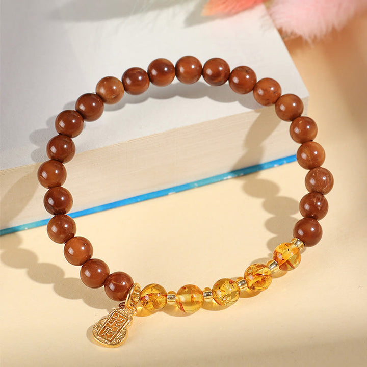 Pulsera de cuarzo rutilado con citrino fantasma verde y Buddha Stones, cristal Super Seven que atrae la confianza y la riqueza