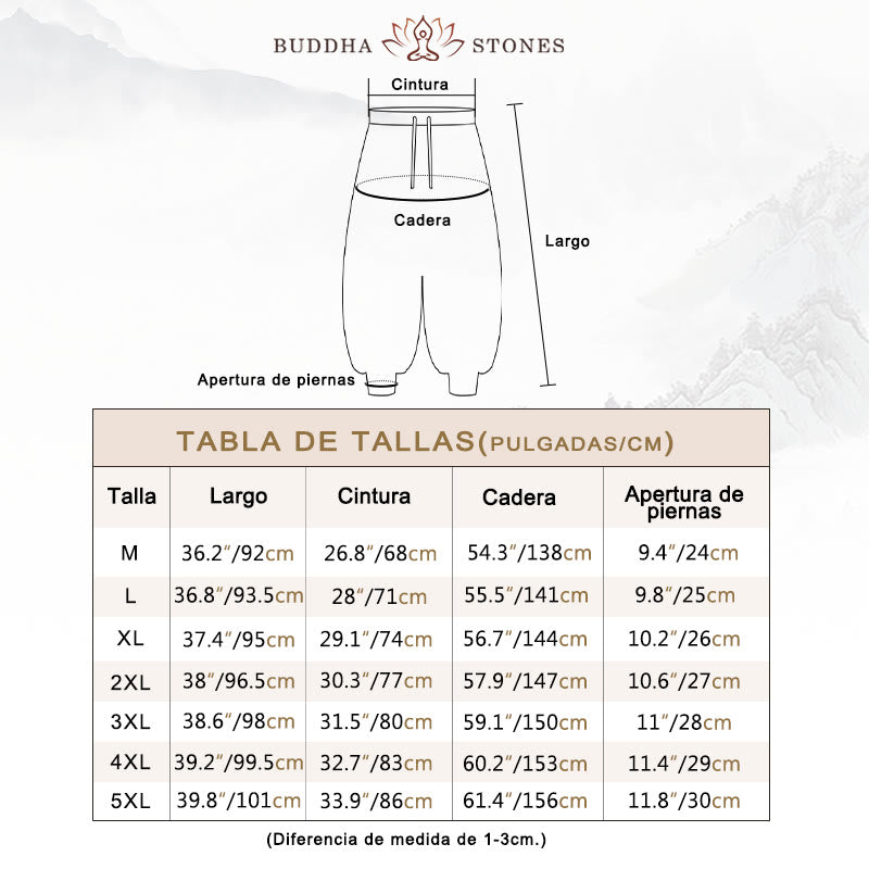 Pantalones harén de algodón lisos e informales para hombre con bolsillos y Buddha Stones - image 5