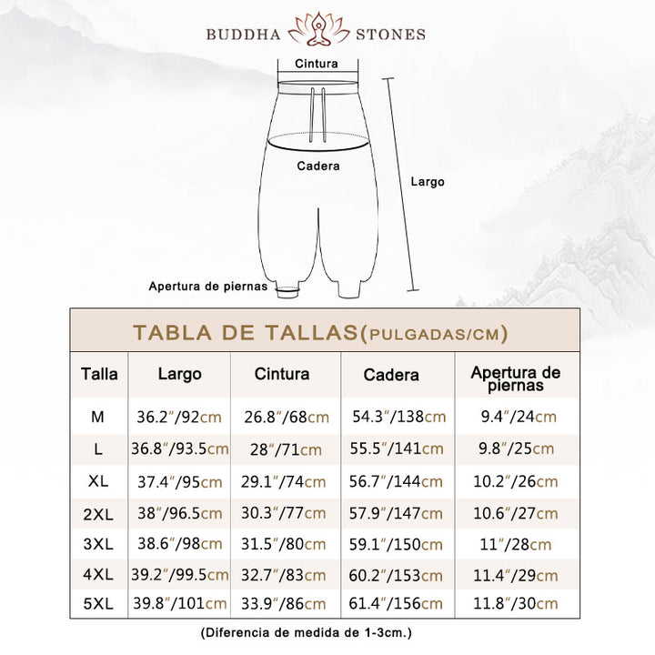 Pantalones harén de algodón lisos e informales para hombre con bolsillos y Buddha Stones - image 5