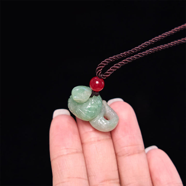 Collar con colgante de jade natural con Buddha Stones y el año de la serpiente del zodíaco chino - image 5