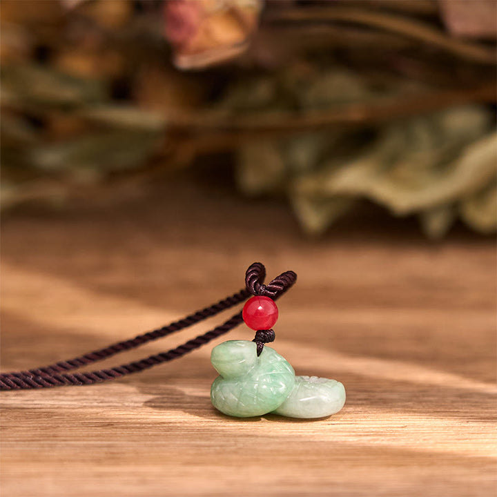 Collar con colgante de jade natural con Buddha Stones y el año de la serpiente del zodíaco chino - image 4