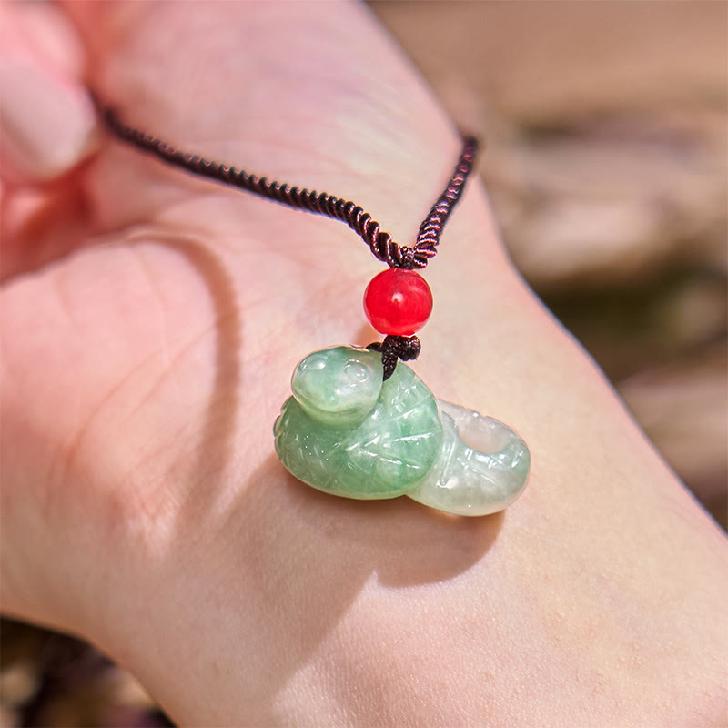 Collar con colgante de jade natural con Buddha Stones y el año de la serpiente del zodíaco chino - image 6