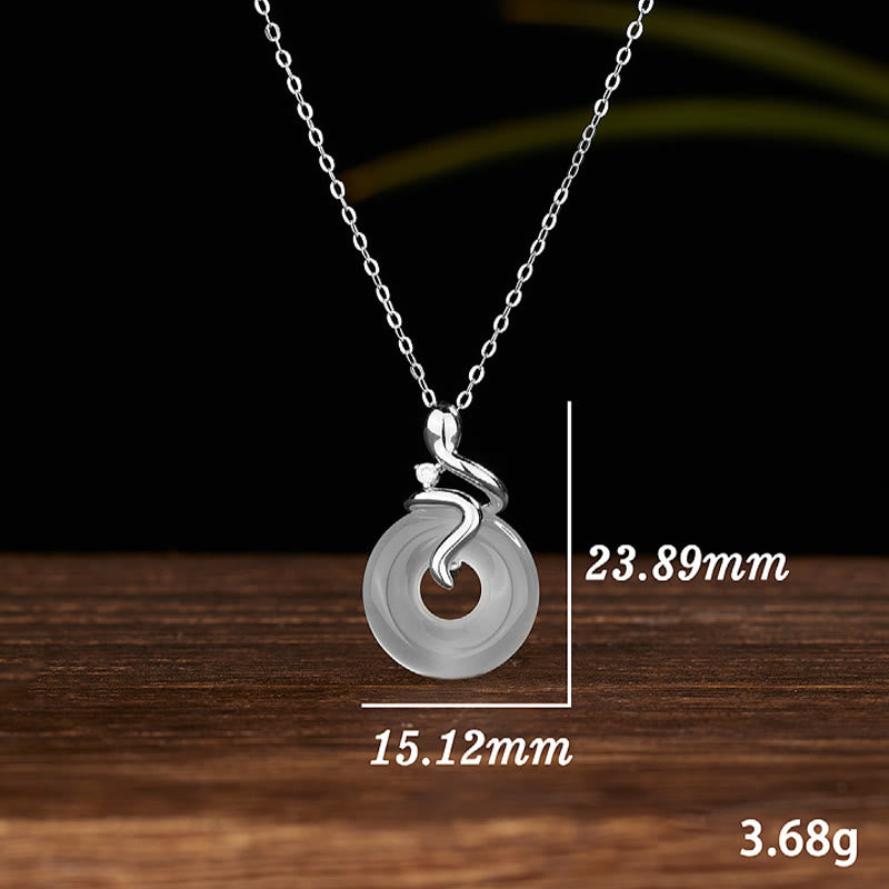 Colgante con hebilla de paz y calcedonia del año de la serpiente en plata de ley 925 con Buddha Stones - image 8