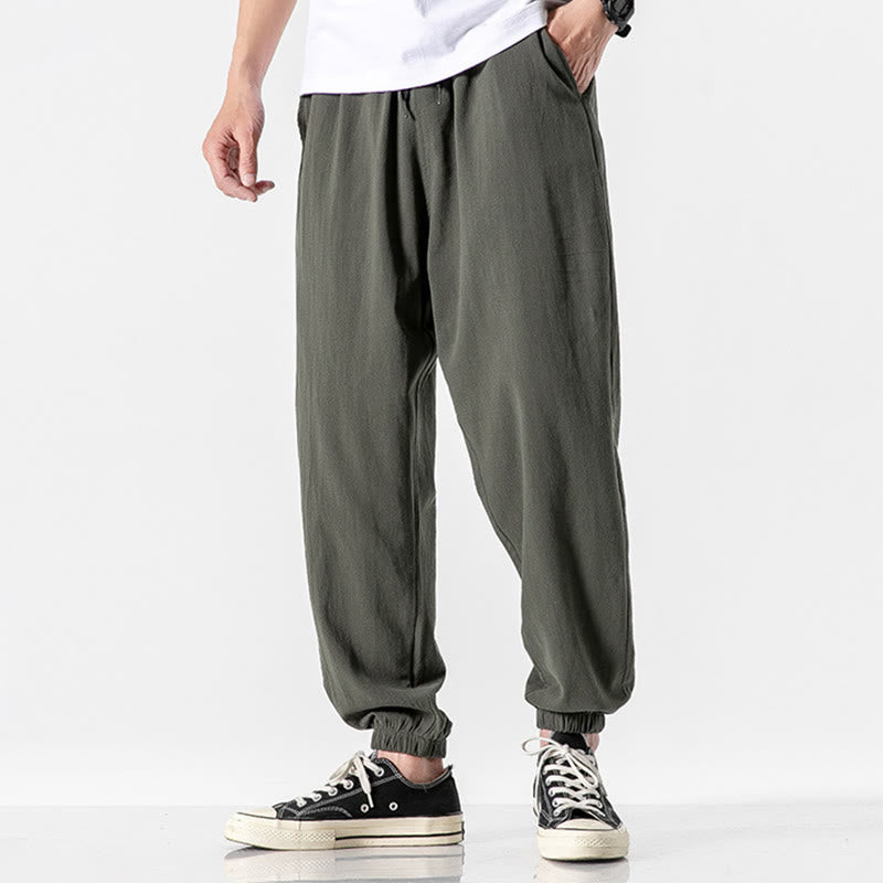 Pantalones de algodón con cordón y bolsillos para hombre de color liso con Buddha Stones - Verde bosque - US/UK/AU50, UE60 (5XL) - image 1