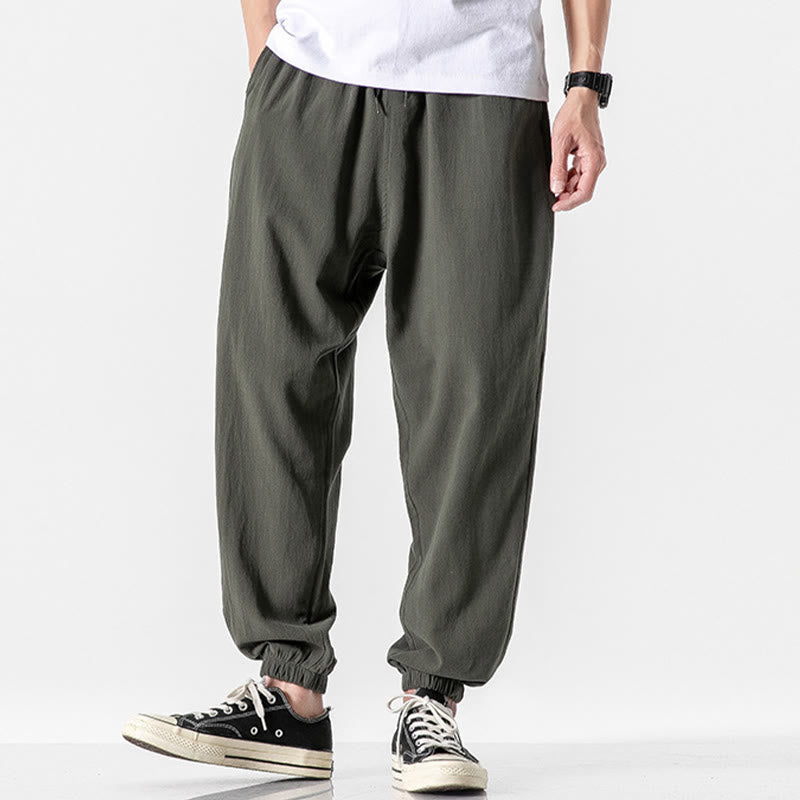 Pantalones de algodón con cordón y bolsillos para hombre de color liso con Buddha Stones - image 2