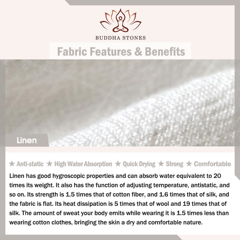 Pantalones de lino con cordón trenzado y bolsillos para hombre con diseño de Buddha Stones