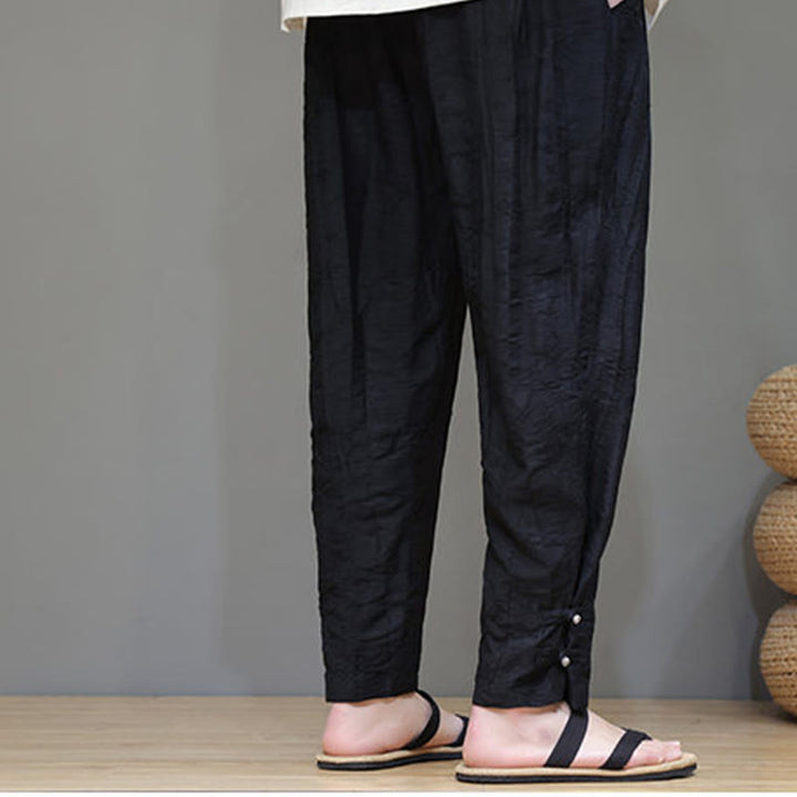 Pantalones con cordón y bolsillos para hombre con botones en los tobillos de bambú y Buddha Stones - image 17