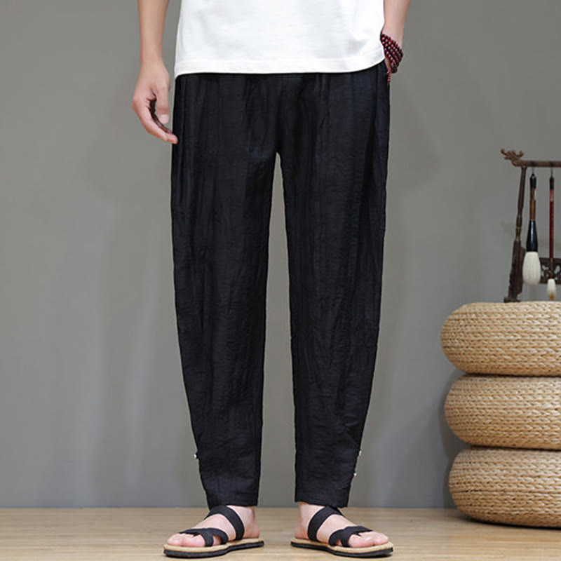 Pantalones con cordón y bolsillos para hombre con botones en los tobillos de bambú y Buddha Stones - image 14