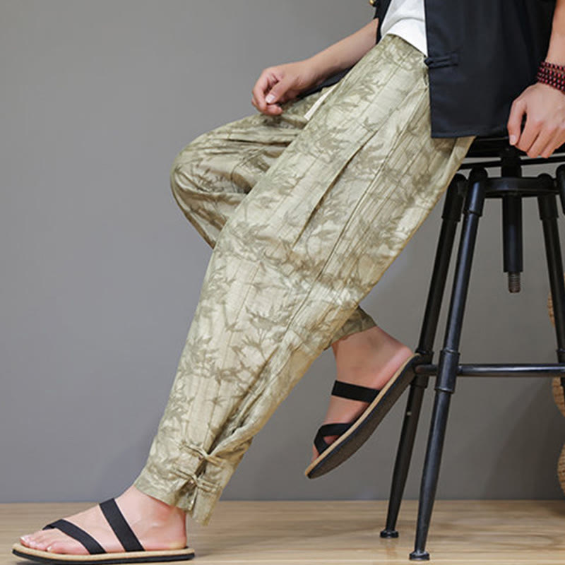 Pantalones con cordón y bolsillos para hombre con botones en los tobillos de bambú y Buddha Stones - image 4