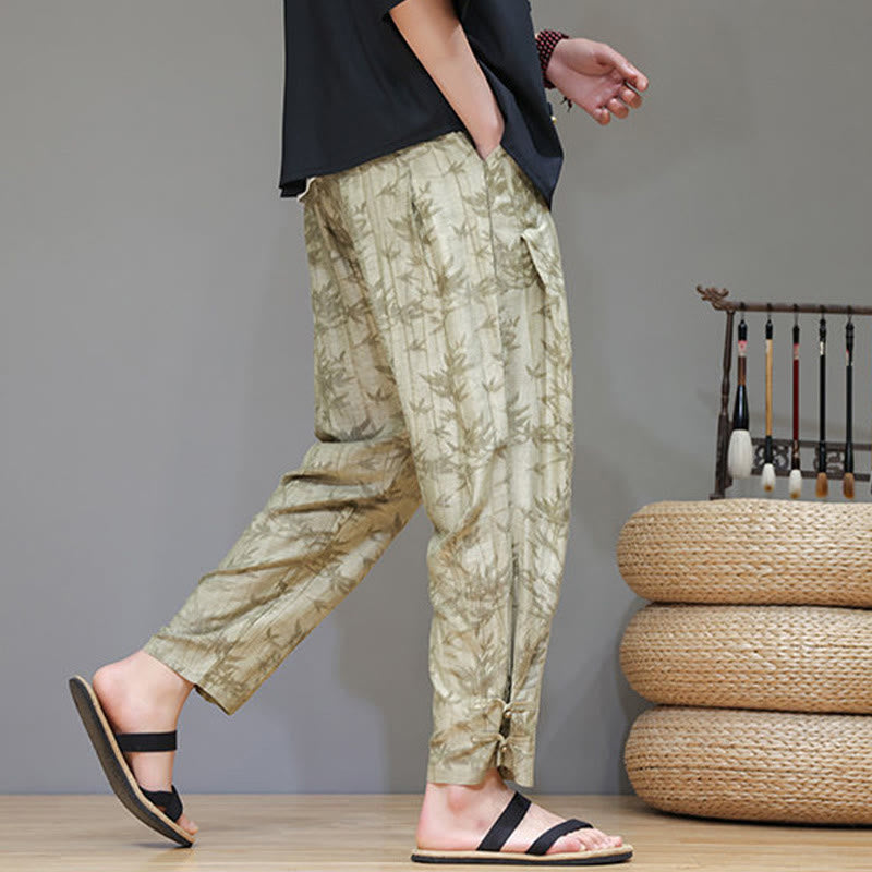 Pantalones con cordón y bolsillos para hombre con botones en los tobillos de bambú y Buddha Stones - image 6