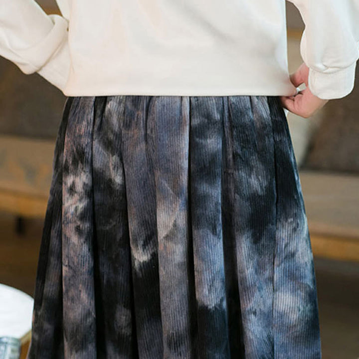 Pantalones harén de pana de algodón con cordón trenzado y teñido anudado para hombre con bolsillos y estampado de Buddha Stones