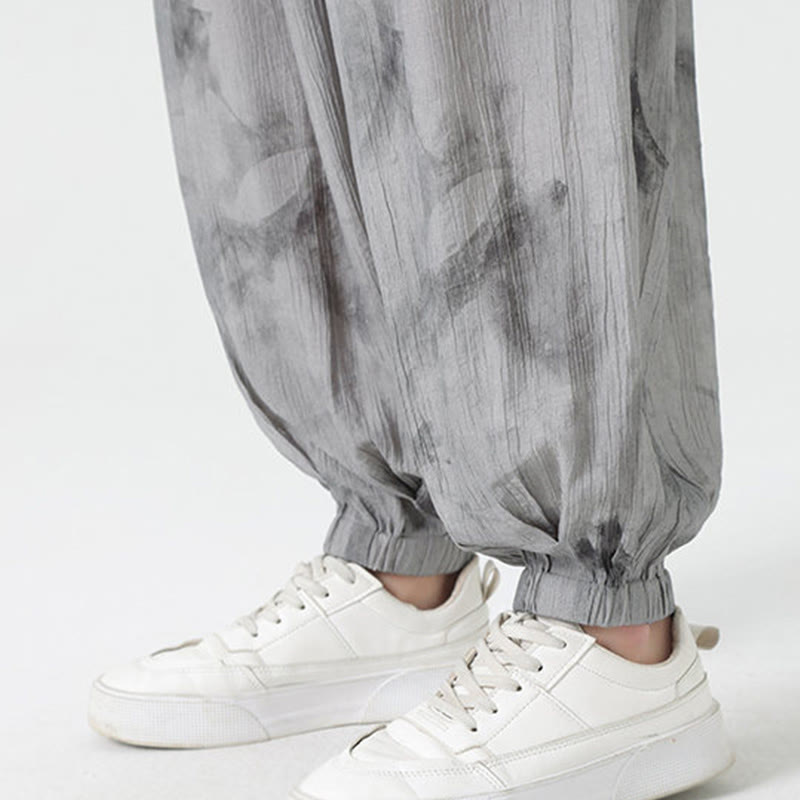 Pantalones de lino con cordón trenzado y bolsillos para hombre con diseño de Buddha Stones