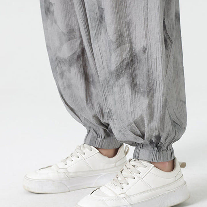 Pantalones de lino con cordón trenzado y bolsillos para hombre con diseño de Buddha Stones