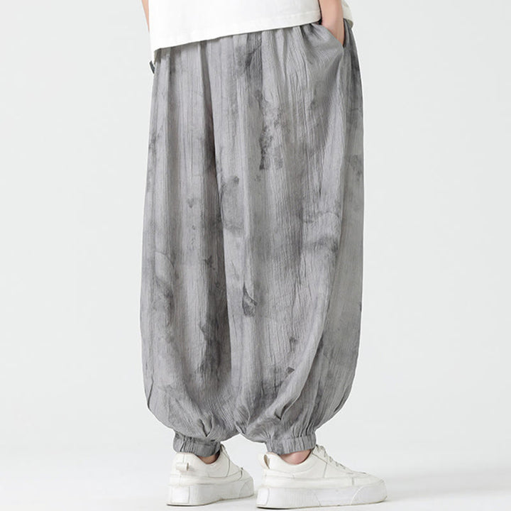 Pantalones de lino con cordón trenzado y bolsillos para hombre con diseño de Buddha Stones