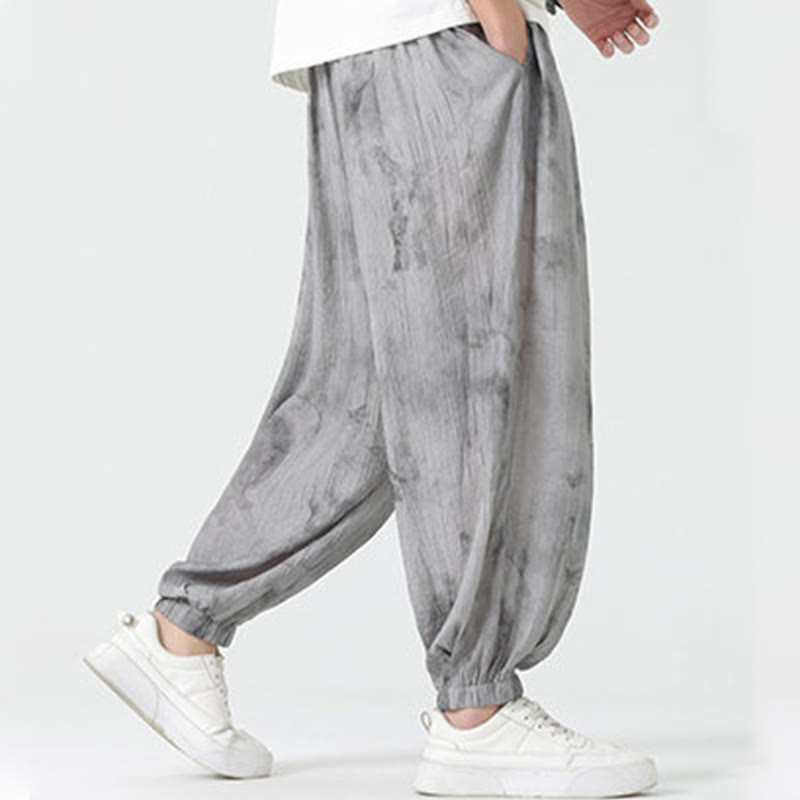 Pantalones de lino con cordón trenzado y bolsillos para hombre con diseño de Buddha Stones