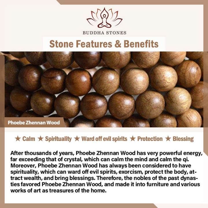 Pulsera de protección de madera natural Phoebe Zhennan con 108 cuentas en forma de lágrima y Buddha Stones