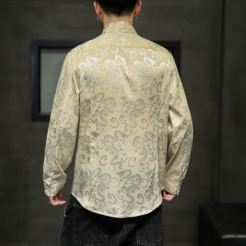 Chaqueta y camisa de lino para hombre con diseño informal de dragón y botones de Buddha Stones - image 45
