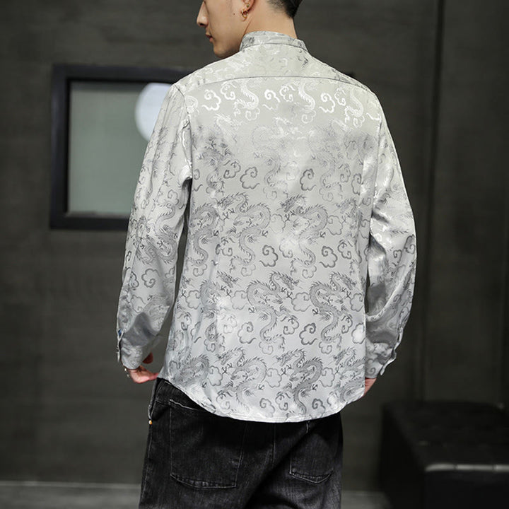 Chaqueta y camisa de lino para hombre con diseño informal de dragón y botones de Buddha Stones - image 29