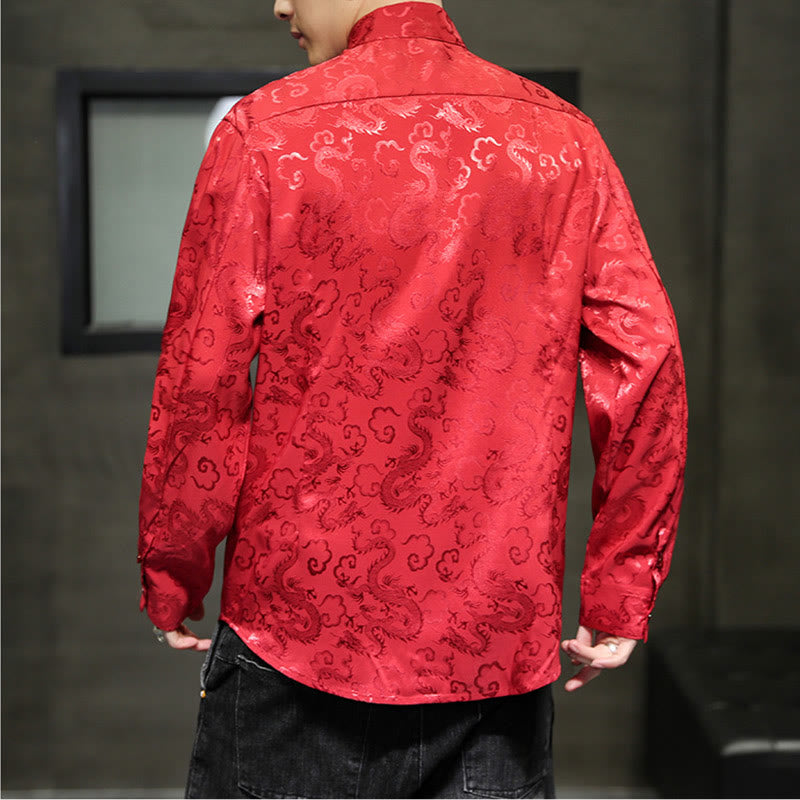 Chaqueta y camisa de lino para hombre con diseño informal de dragón y botones de Buddha Stones - image 53