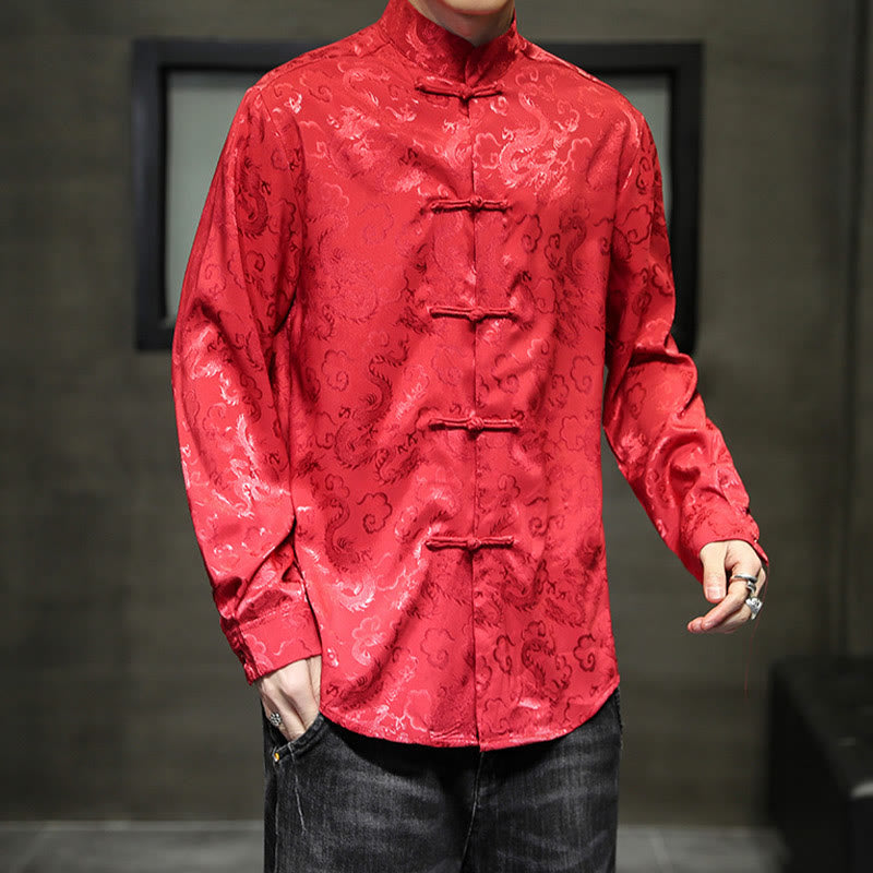 Chaqueta y camisa de lino para hombre con diseño informal de dragón y botones de Buddha Stones - image 48