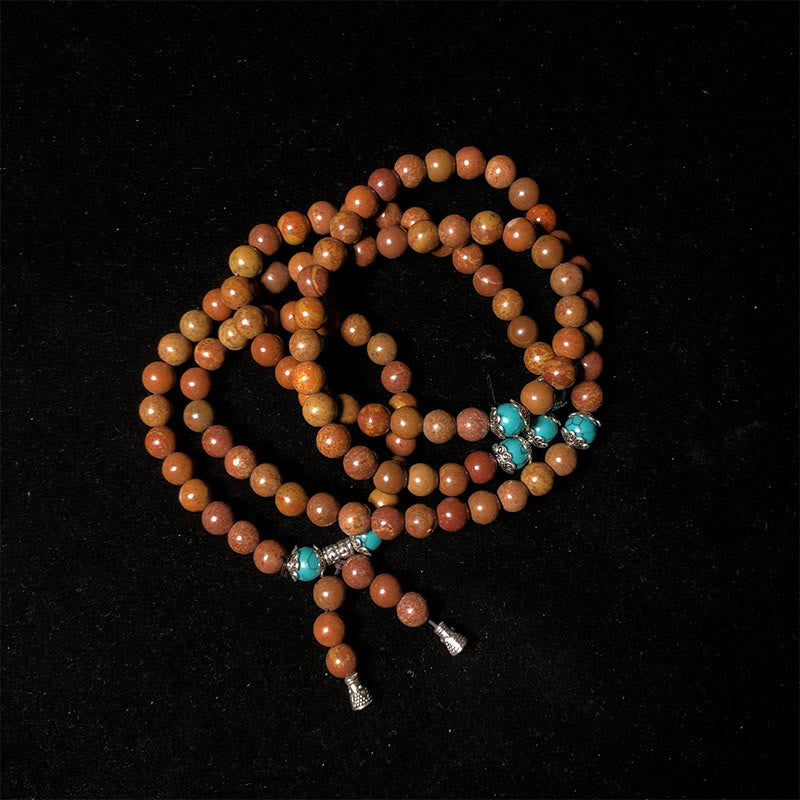 Pulsera curativa con Buddha Stones y 108 cuentas de mala Bian