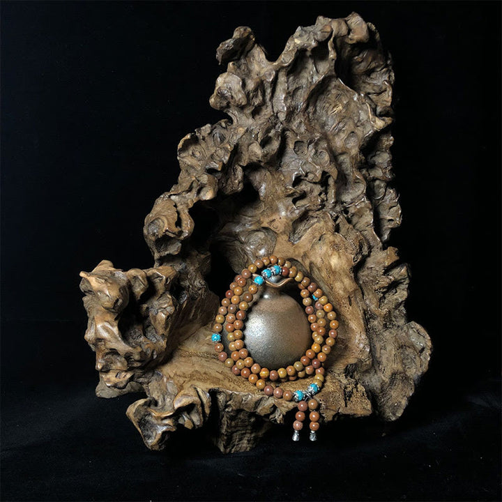 Pulsera curativa con Buddha Stones y 108 cuentas de mala Bian