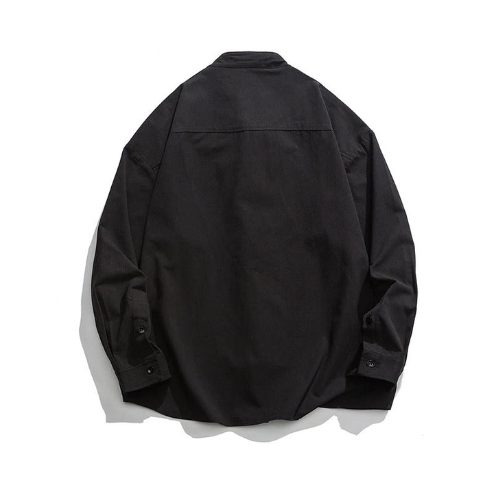 Chaqueta y camisa de algodón para hombre con botones de rana y Buddha Stones en color liso  - image 9