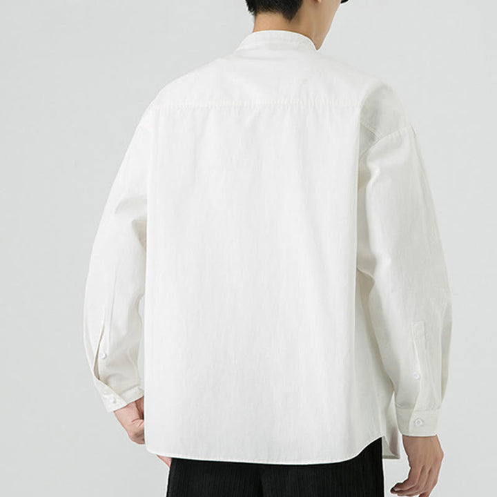 Chaqueta y camisa de algodón para hombre con botones de rana y Buddha Stones en color liso  - image 14